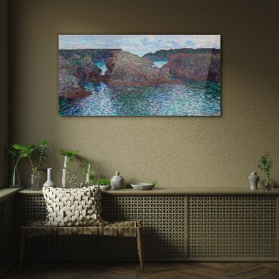 Sea cliffs in daylight Glass Print