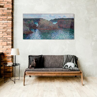 Sea cliffs in daylight Glass Print