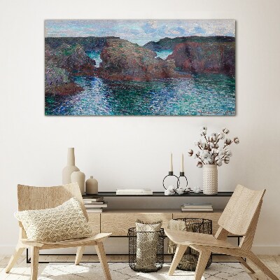 Sea cliffs in daylight Glass Print