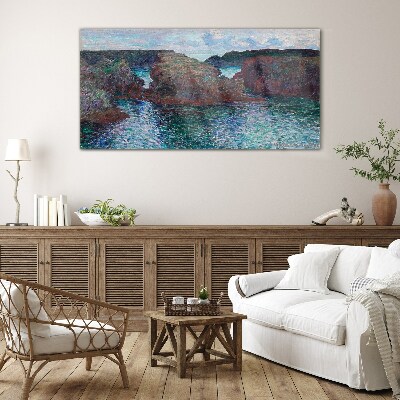 Sea cliffs in daylight Glass Print