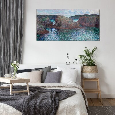 Sea cliffs in daylight Glass Print