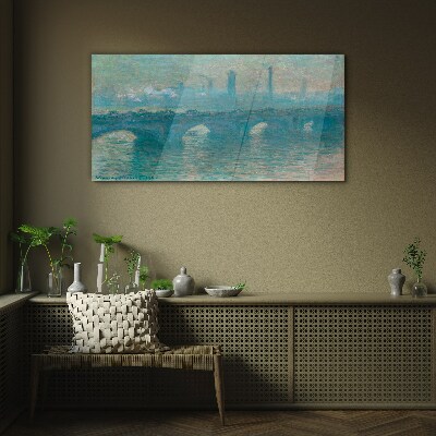 London Bridges in the Fog Glass Print