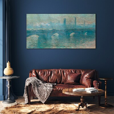 London Bridges in the Fog Glass Print