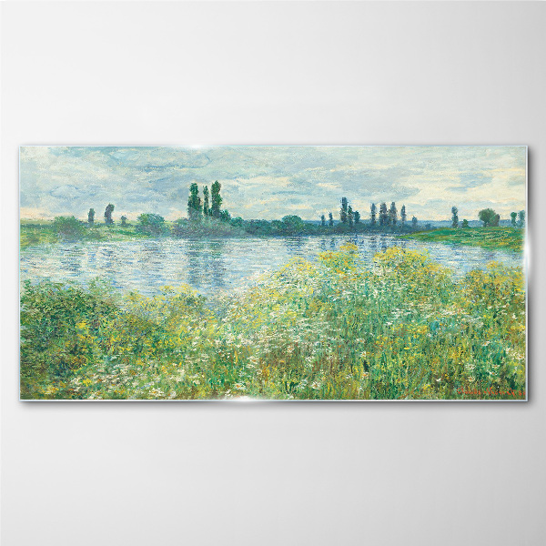 View of the river in the green Glass Print