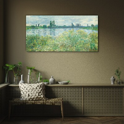 View of the river in the green Glass Print