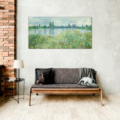 View of the river in the green Glass Print