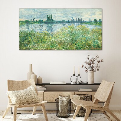 View of the river in the green Glass Print