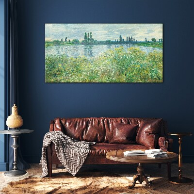 View of the river in the green Glass Print