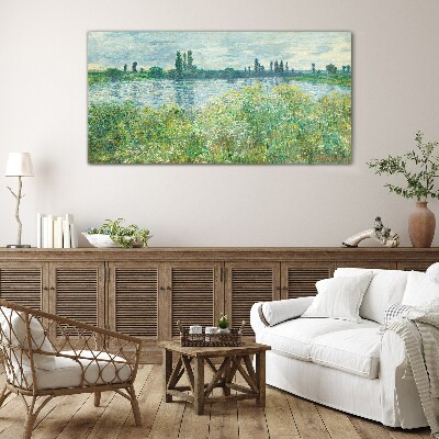 View of the river in the green Glass Print