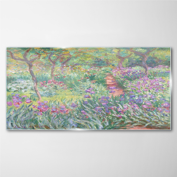 Flower garden in the spring sun Glass Print
