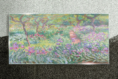 Flower garden in the spring sun Glass Print