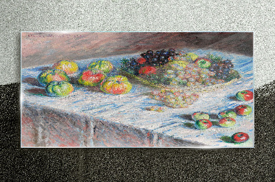 Apples and grapes monet Glass Print