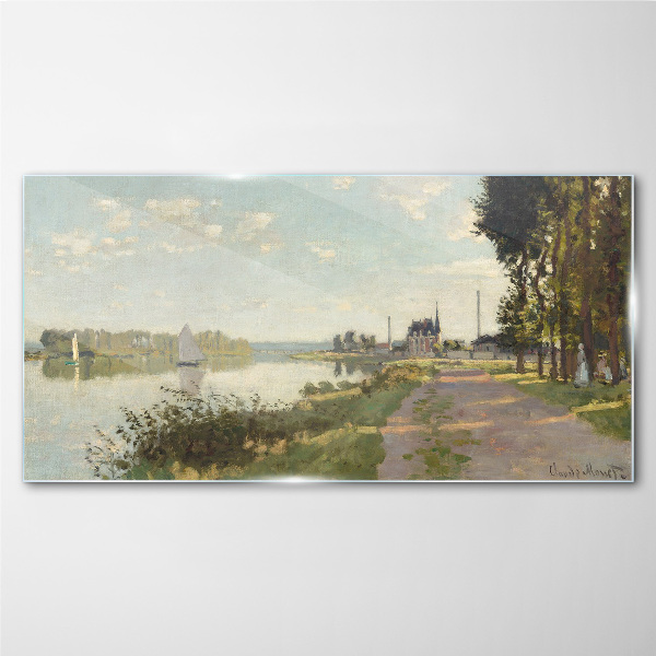 A peaceful landscape by the river Glass Print