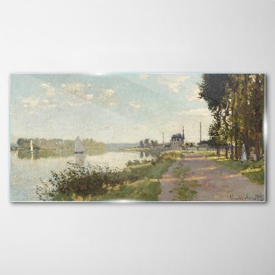 A peaceful landscape by the river Glass Print