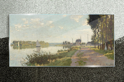 A peaceful landscape by the river Glass Print