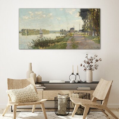 A peaceful landscape by the river Glass Print