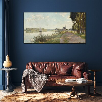 A peaceful landscape by the river Glass Print