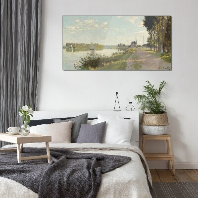 A peaceful landscape by the river Glass Print