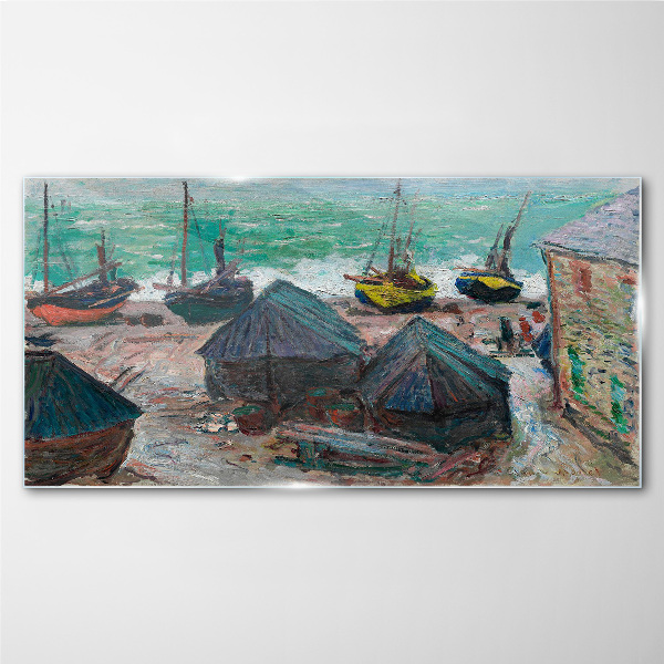 Sea port with boats Glass Print