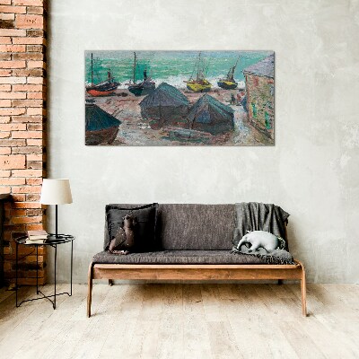 Sea port with boats Glass Print