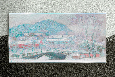 Monet village in norway Glass Print