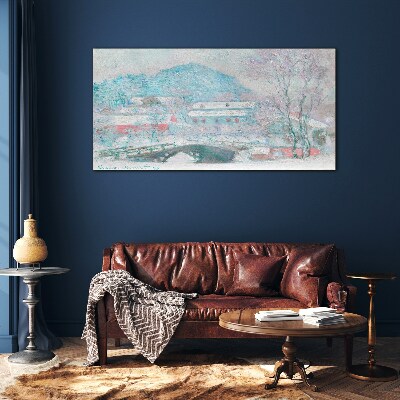 Winter landscape Glass Print