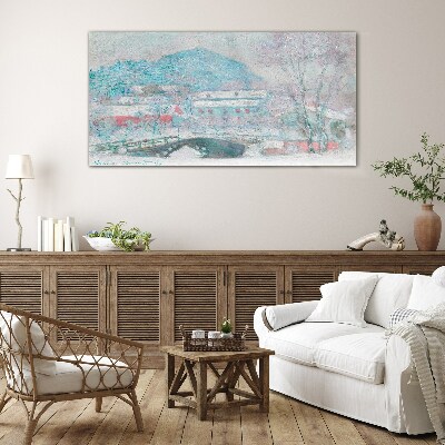Winter landscape Glass Print