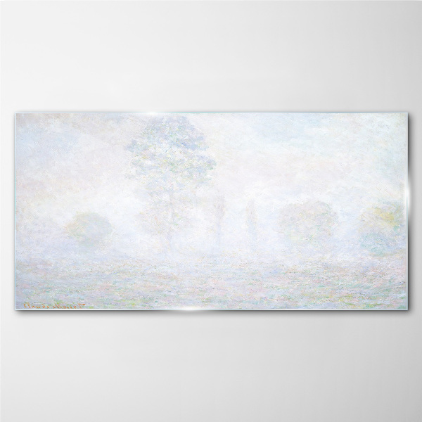 Misty landscape Glass Print