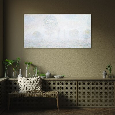 Misty landscape Glass Print