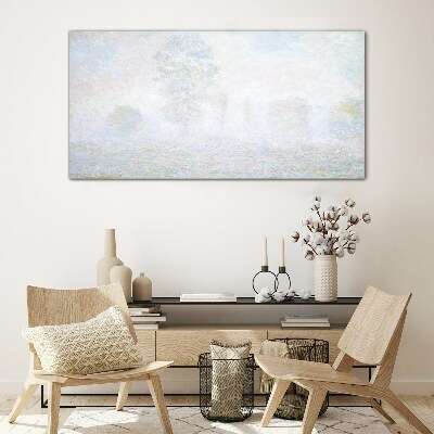 Misty landscape Glass Print