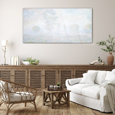 Misty landscape Glass Print