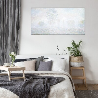 Misty landscape Glass Print
