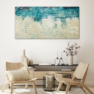 The sea in shades of blue Glass Print