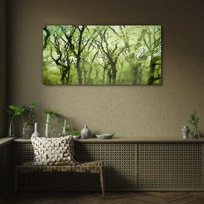 Green forests in misty light Glass Wall Art