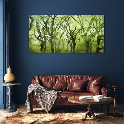 Green forests in misty light Glass Wall Art