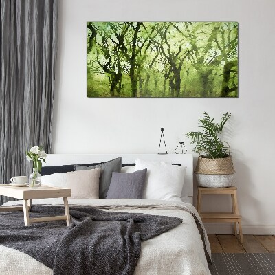 Green forests in misty light Glass Wall Art