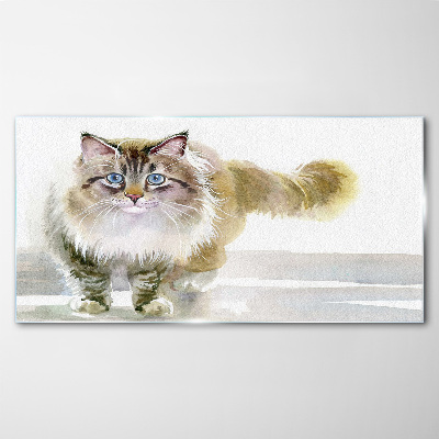 Cat in pastel shades Glass Print