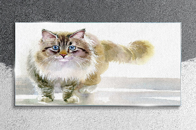 Cat in pastel shades Glass Print