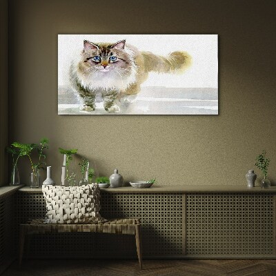 Cat in pastel shades Glass Print