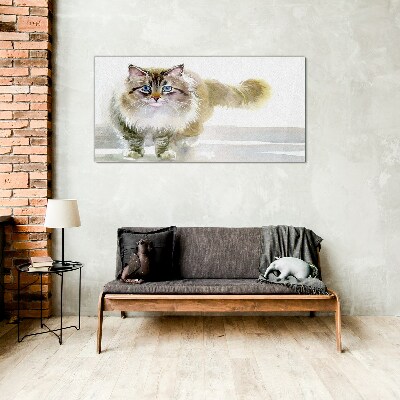 Cat in pastel shades Glass Print
