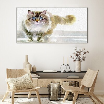 Cat in pastel shades Glass Print