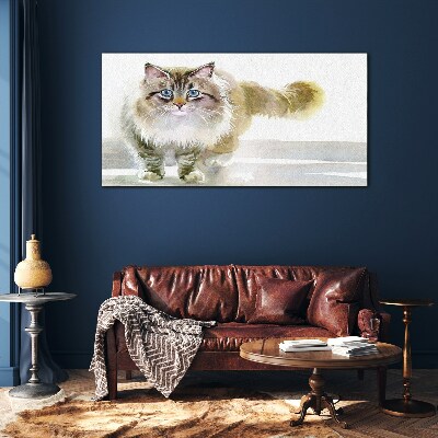 Cat in pastel shades Glass Print