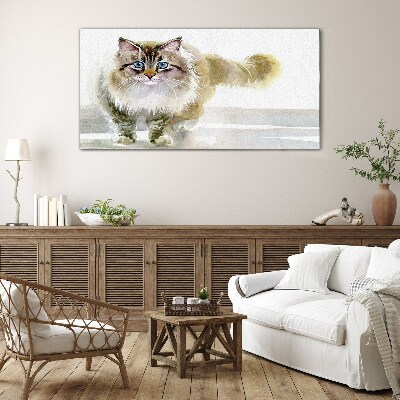 Cat in pastel shades Glass Print