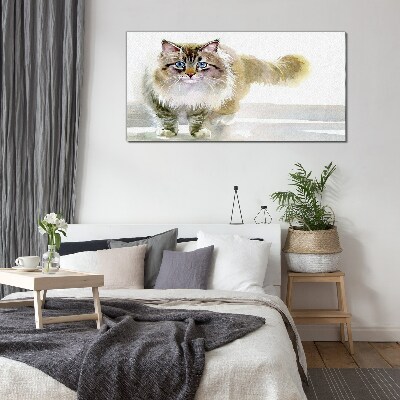 Cat in pastel shades Glass Print