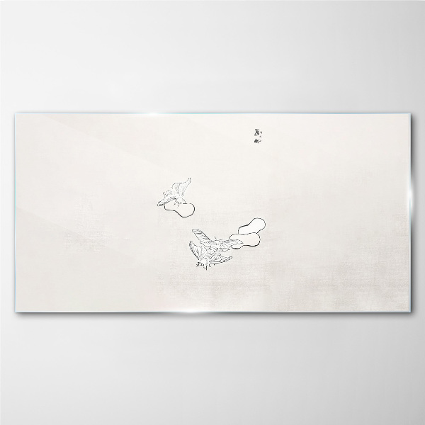 Delicate birds on the background Glass Print