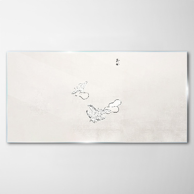 Delicate birds on the background Glass Print