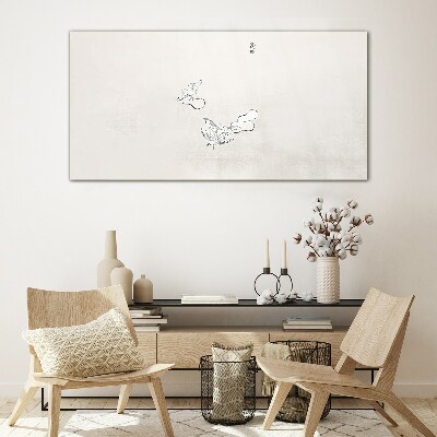 Delicate birds on the background Glass Print