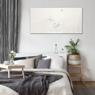 Delicate birds on the background Glass Print