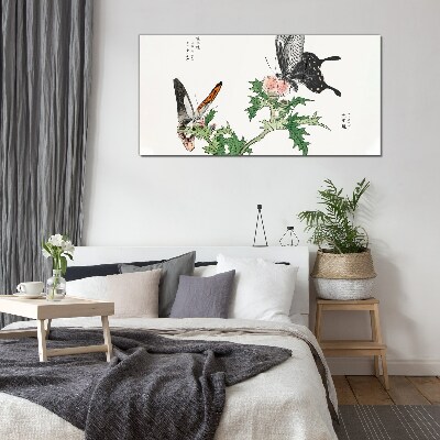 Butterflies against the background of vegetation Glass Print