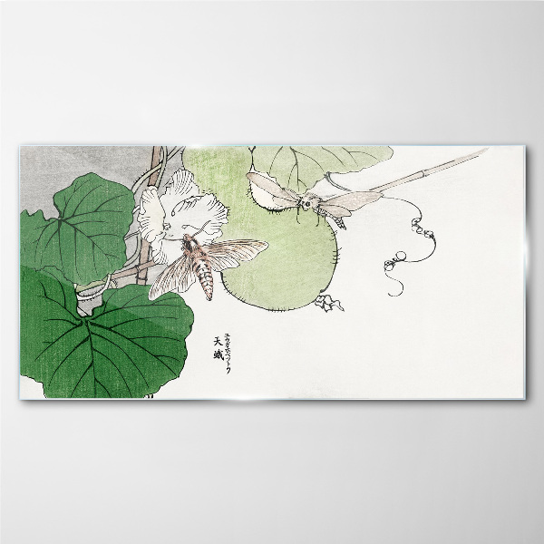 Butterflies and plants in harmony Glass Print